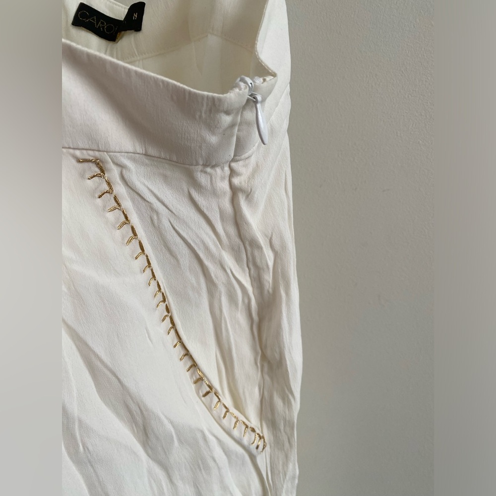 Carolina K White & Gold Silk Crepe Overalls - Picture 5 of 9